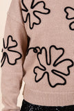 Plus Size Floral Embroidered Knit Sweater-3 Colors