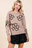 Floral Embroidered Knit Sweater Top-3 Colors