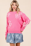 Floral Embroidered Knit Sweater Top-3 Colors