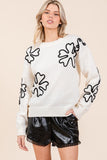 Floral Embroidered Knit Sweater Top-3 Colors