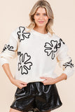 Floral Embroidered Knit Sweater Top-3 Colors