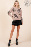 Plus Size Floral Embroidered Knit Sweater-3 Colors