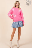 Plus Size Floral Embroidered Knit Sweater-3 Colors