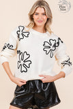 Plus Size Floral Embroidered Knit Sweater-3 Colors