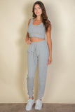 French Terry Cropped Tank Top & Joggers Set-7 Colors