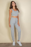 French Terry Cropped Tank Top & Joggers Set-7 Colors