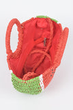 Watermelon Basket Straw Top Handle Clutch