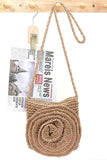 Faux Straw Large Flower Swing Crossbody Bag-2 Colors