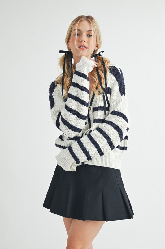 Bona Striped Cardigan Top