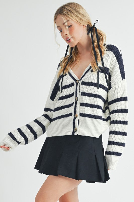 Bona Striped Cardigan Top