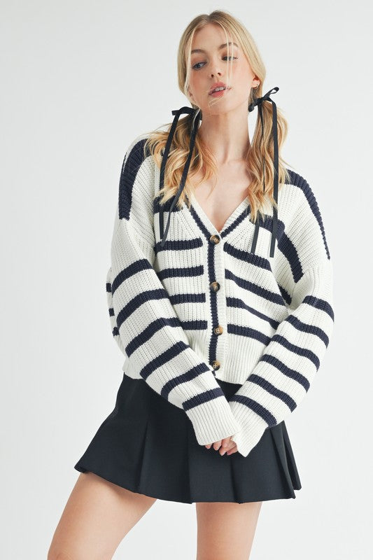 Bona Striped Cardigan Top
