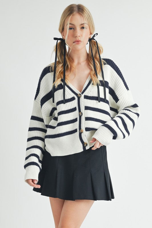 Bona Striped Cardigan Top