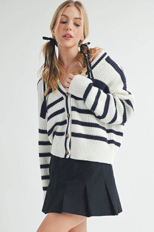 Bona Striped Cardigan Top