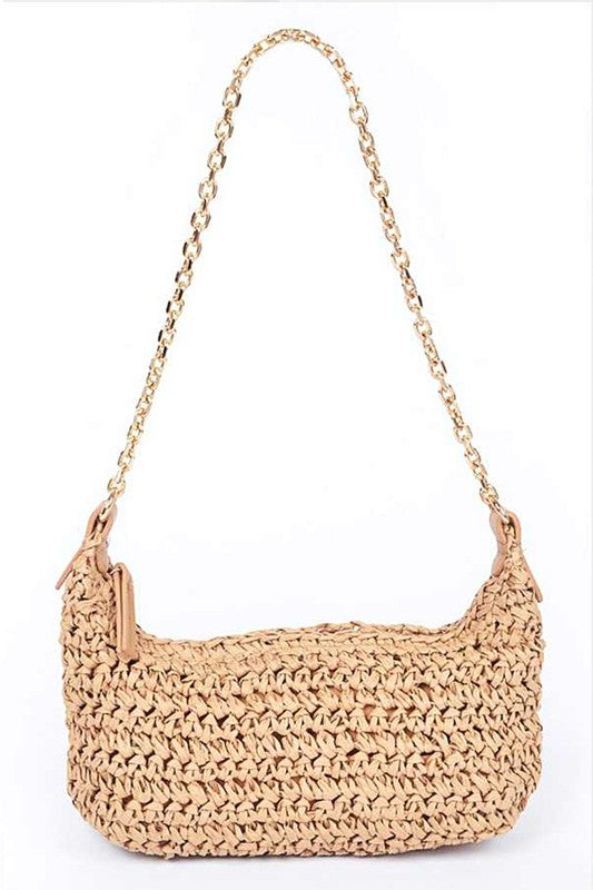Faux Straw Fashion Shoulder Bag- 5 Colors