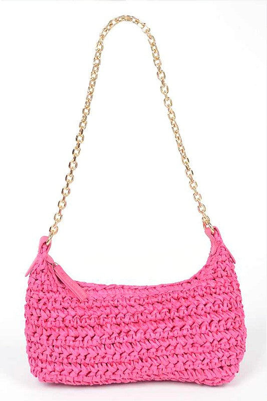 Faux Straw Fashion Shoulder Bag- 5 Colors