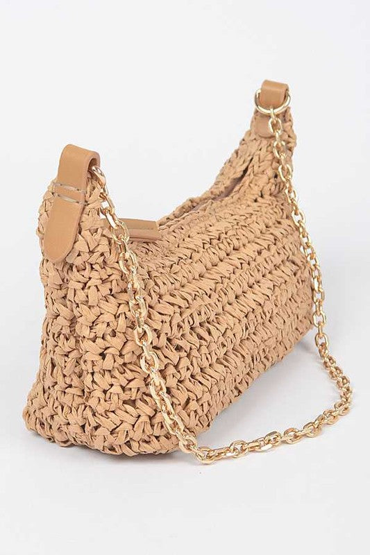 Faux Straw Fashion Shoulder Bag- 5 Colors