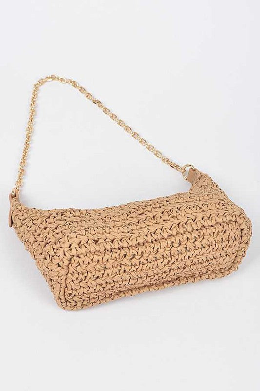 Faux Straw Fashion Shoulder Bag- 5 Colors