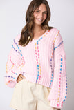 Multi Color Thread Stitching Detail V-Neck Sweater- PreOrder