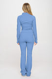 2 Piece Set Matching Flare jumpsuit Active Jacket-6 Colors