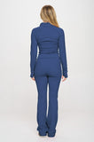 2 Piece Set Matching Flare jumpsuit Active Jacket-6 Colors