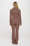 2 Piece Set Matching Flare jumpsuit Active Jacket-6 Colors