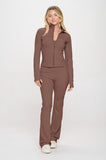 2 Piece Set Matching Flare jumpsuit Active Jacket-6 Colors