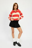 STRIPED COLLARED SWEATER TOP