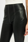 HIGH WAIST LEATHER PANTS WITH CONTRASTED STITCH