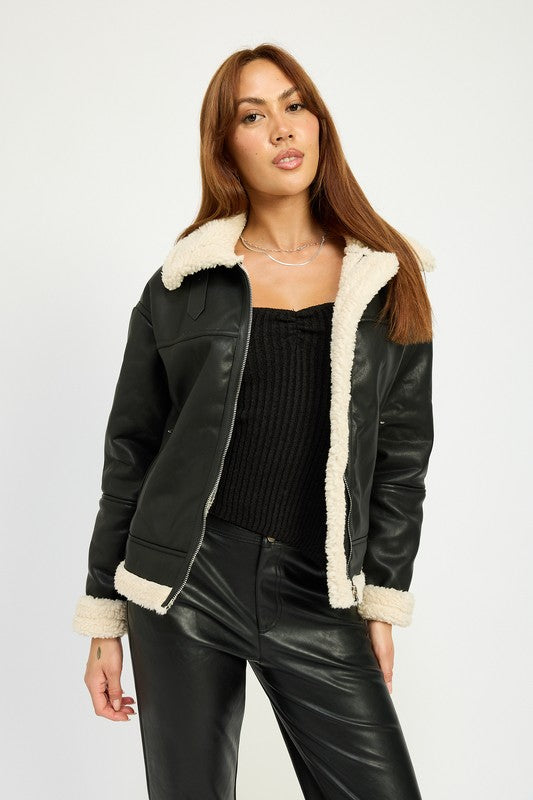 SHEARLING MOTO JACKET-2 COLORS