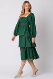 Hunter Green Cotton Poplin Lurex Midi Dress- PreOrder