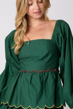 Hunter Green Cotton Poplin Lurex Midi Dress- PreOrder