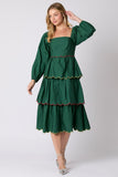 Hunter Green Cotton Poplin Lurex Midi Dress- PreOrder