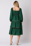 Hunter Green Cotton Poplin Lurex Midi Dress- PreOrder