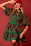 Christmas Plaid Mini Tiered Dress- PreOrder