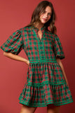 Christmas Plaid Mini Tiered Dress- PreOrder