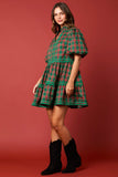 Christmas Plaid Mini Tiered Dress- PreOrder