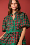 Christmas Plaid Mini Tiered Dress- PreOrder