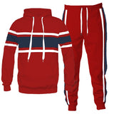 MEN'S SOLID WITH THREE STRIPE PULLOVER HOODIE- 4 COLORS