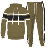 MEN'S SOLID WITH THREE STRIPE PULLOVER HOODIE- 4 COLORS