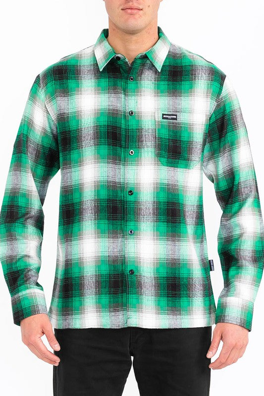 Mens Plaid Long Sleeve Flannel- 8 Colors