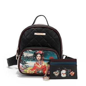 Authentic Nicole Lee  Japan "Akiko La Belleza"  2 Piece Mini Backpack & Card Holder