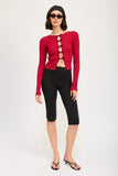 LONG SLEEVE RIBBED TOP WITH BOW DETAIL-2 COLORS