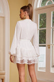 Crochet Bottom Trimmed Red Flare Mini Dress- Beige or White