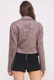 BELTED LONG SLEEVE ZIPPERED SUEDE MOTO JACKET-3 COLORS