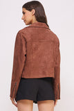 BELTED LONG SLEEVE ZIPPERED SUEDE MOTO JACKET-3 COLORS