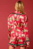 Satin Christmas Check Prints Pajama Set- PreOrder