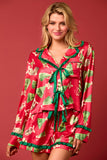 Satin Christmas Check Prints Pajama Set- PreOrder