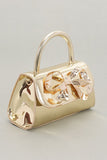 Metallic Bow Tie Mirror Top Handle Bag- 2 Colors