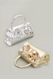 Metallic Bow Tie Mirror Top Handle Bag- 2 Colors