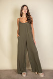 Spaghetti Strap Solid Wide Jumpsuit-3 Colors